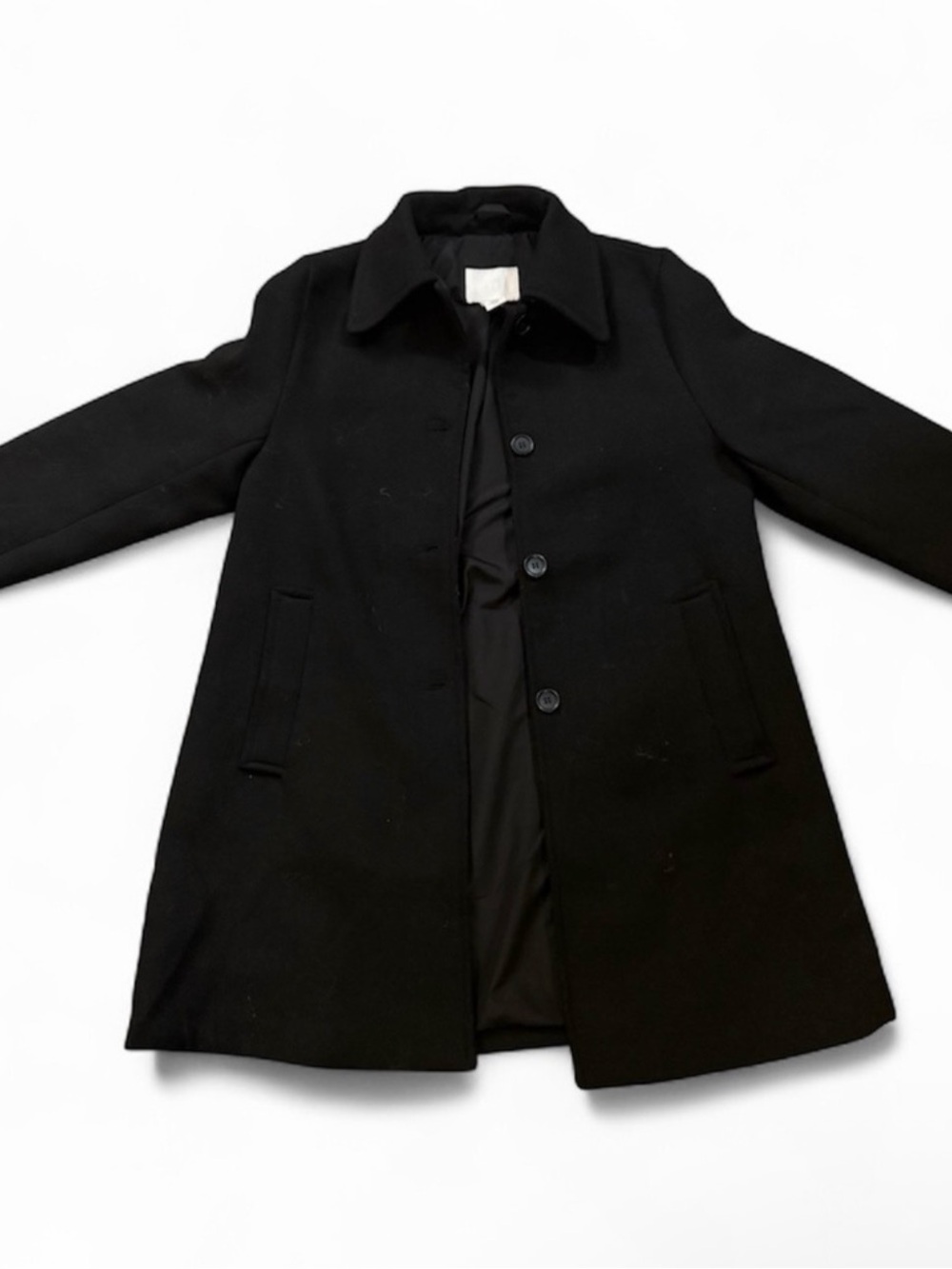 H&M Black Men's Wool-Blend Pea Coat